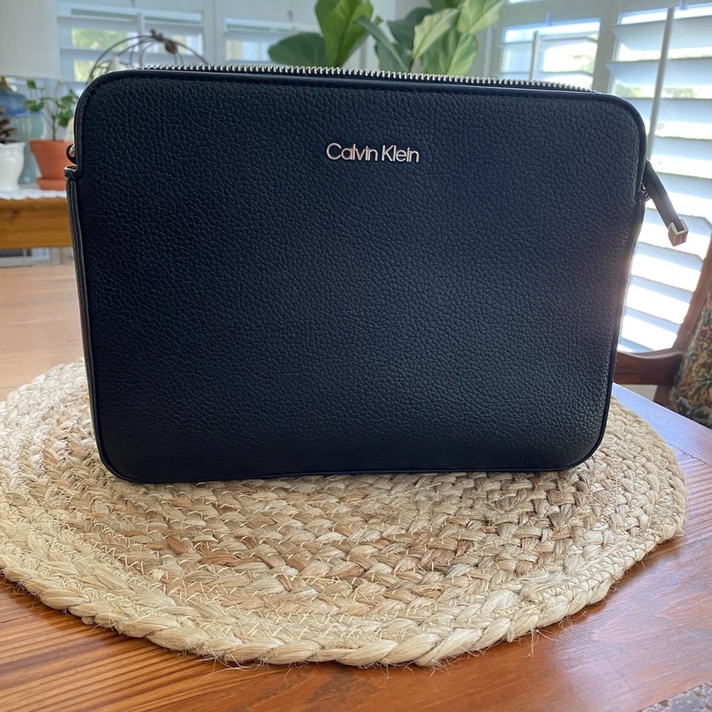 Calvin Klein cross body black leather purse